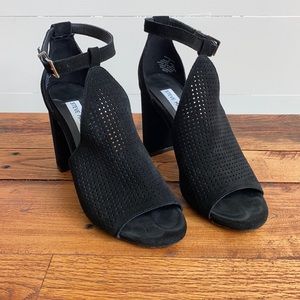 Steve Madden Reda Black Suede Heels. Sz 8M
